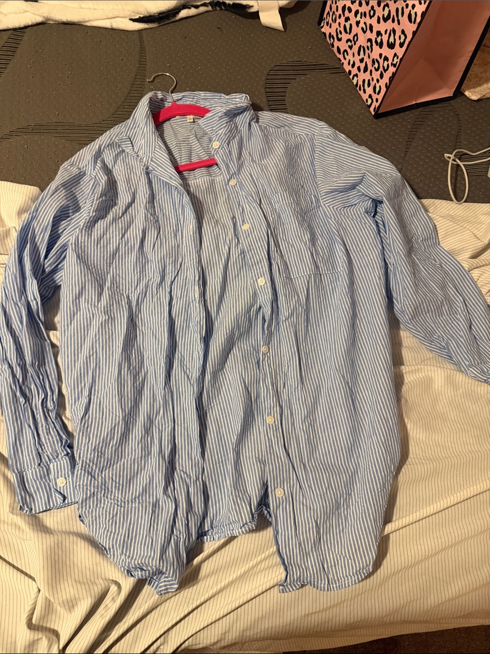Ultra Flirt Light Blue and White Pinstripe Button‑Down Shirt